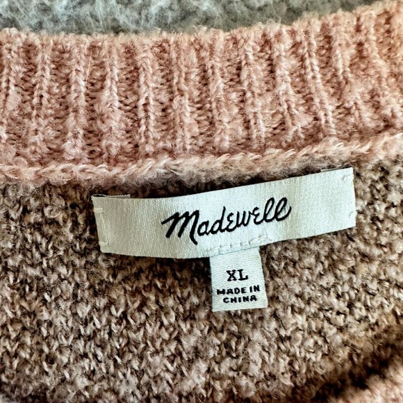 Madewell Sweater in Leopard Womens XL Shrunken Pullover Pink Animal Print - Picture 4 of 16